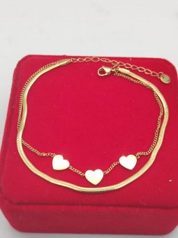 Bratara Doble Heart placata cu aur 14k