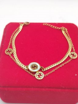 Bratara Doble Sign plata cu aur 14k