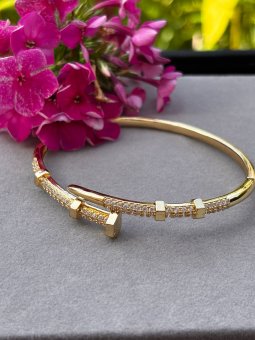 Bratara fixa  Cui dimonds 2 placata cu aur 14k