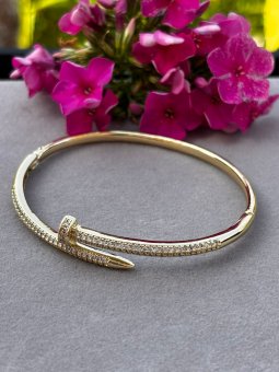 Bratara fixa  Cui dimonds placata cu aur 14k