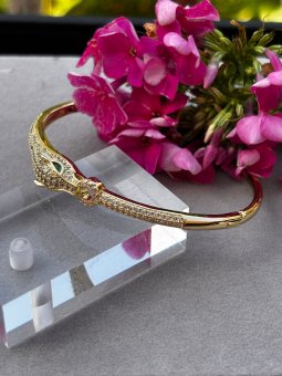 Bratara fixa Jaguar placata cu aur 14k