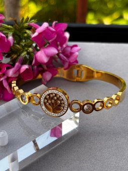 Bratara fixa Life Tree placata cu aur 18k