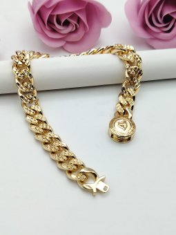 Bratara Medusa New 8mm -unisex-placata cu aur 14k