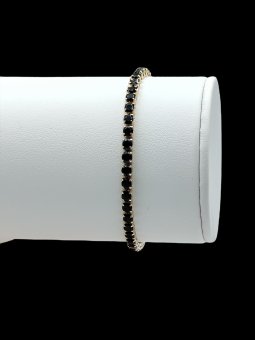 Bratara Tennis Black placata cu aur 14k