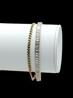 Bratara Tennis White Duble placata cu aur 14k