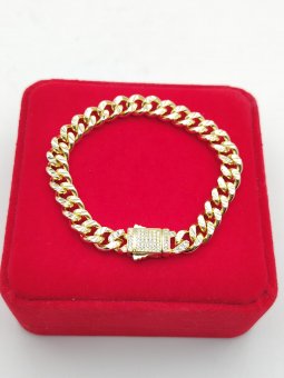 Bratara White Monaco - 8 mm- placata cu aur 14k