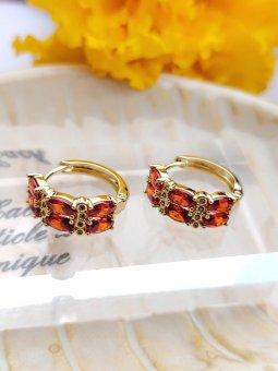 Cercei  Red Stones - placati cu aur de 14k