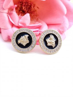Cercei Black diamonds medusa placati cu aur 14k