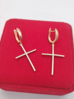 Cercei Fancy Diamonds placati cu aur 14k -4 cm 