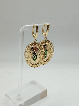 Cercei Gipsy Green -placati cu aur 14k