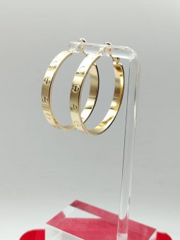 Cercei Gold rotunzi 3cm placati cu aur 14k
