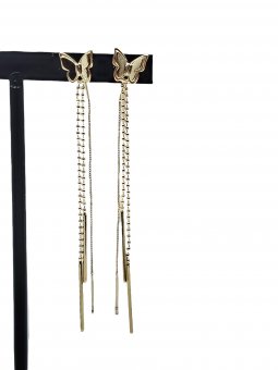 Cercei lant  butterfly 2 placati cu aur 14k