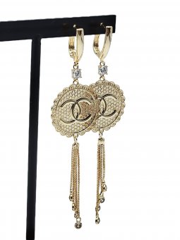 Cercei lungi 2 C&C placati cu aur 14k