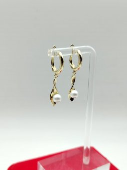 Cercei Pearl placati cu aur 14k