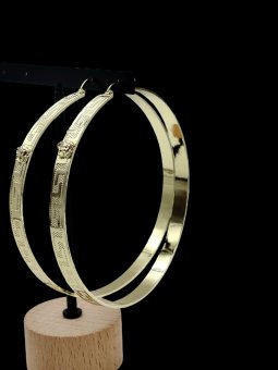 Cercei rotunzi Big Medusa 8 cm placati cu aur 14k