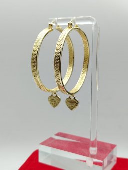 Cercei rotunzi heart 5 cm placati cu aur 14k
