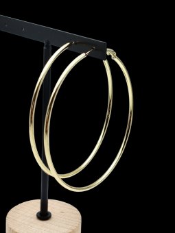 Cercei rotunzi simpli 6.5cm placati cu aur 14k