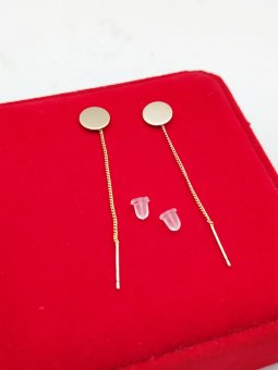 Cercei Round cu fir -placati cu aur 14k -5 cm lungime