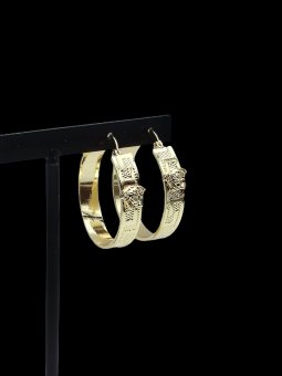 Cercei Round Medusa 2 2.5 cm placati cu aur 14k