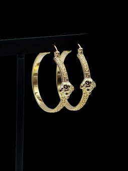 Cercei Round Medusa 3 cm placati cu aur 14k