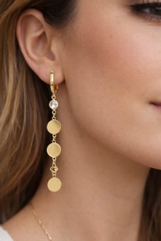 Cercei Small Coins-placat cu aur 14k