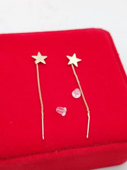 Cercei Star cu fir , placati cu aur 14k- 5 cm lungime