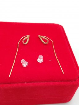 Cercei Tear cu fir- placati cu aur 14k- 5 cm lungime