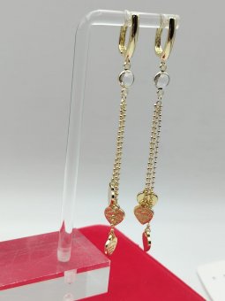 Cercei Three Hearts-placati cu aur 14k