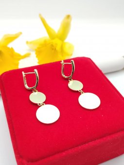 Cercei Two Coins-placati cu aur 14k