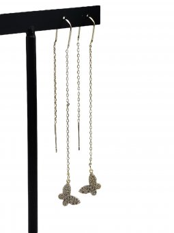Cercei lant butterfly placati cu aur 14k