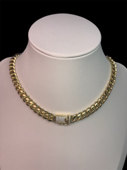 Colier monaco - cuban placat cu aur 14k -8mm