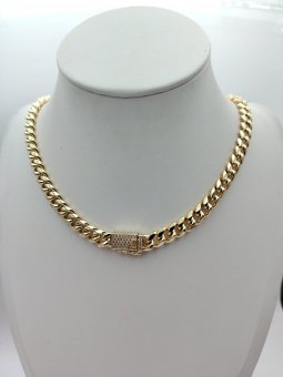 Colier Monaco-Cuban placat cu aur 14k -8mm