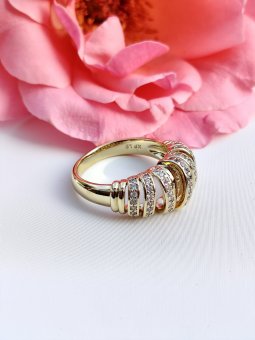 Inel  Round Diamond placat cu aur 14k