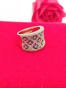 Inel Big Purple Rocks - placat cu aur 14k