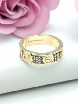 Inel Cartier reglabil placat cu aur 14k