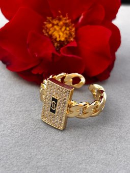 Inel Monaco reglabil placat cu aur 14k - 6mm