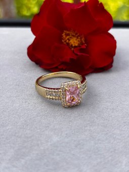 Inel Pink placat cu aur 14k