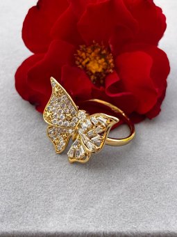Inel reglabil Fluture placat cu aur 14k