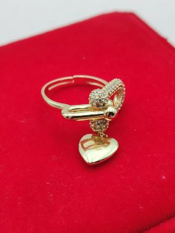 Inel Reglabil Inima placat cu aur 14k