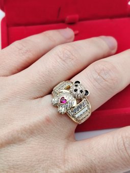 Inel Ursulet Thick Roz-placat cu aur 14k