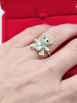 Inel Ursulet White-placat cu aur 14k