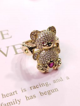 Inel Ursuletpiatra roz, placat cu aur 14k