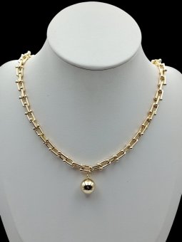 Lant  Ball placat cu aur 14k