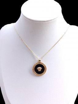 Lant Black medusa placat cu aur 14k