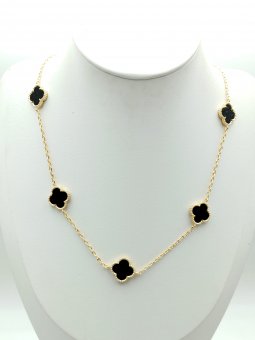 Lant Black Trifoi placat cu aur 14k