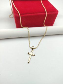 Lant cu cruce -60 cm- placat cu aur14k