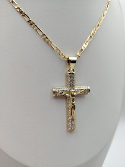 Lant cu cruce mare-placat cu aur 14k