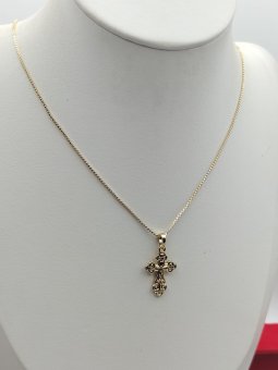 Lant cu cruce Pray-placat cu aur 14k