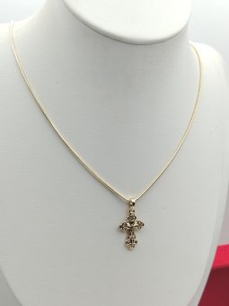 Lant cu cruce Pray2-placat cu aur 14k