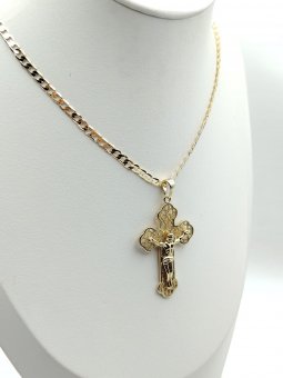 Lant cu cruce Shineplacat cu aur 14k